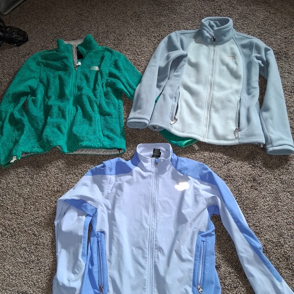 The North Face Teal and Blue Fleece Jackets Trio - Picture 1 of 11
